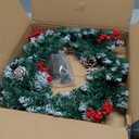 Christmas Wreath, 18in Outdoor Lighted Wreaths for Christmas, Front Door Christmas Wreaths with 30 LED, Pre-Lit Battery Powered Christmas Door Decorations with Pine Cones, Berry Clusters