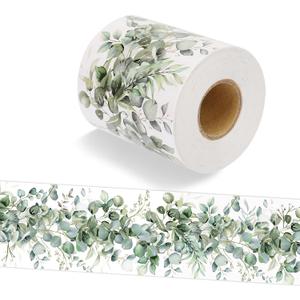 Lucleag 49.2Ft Eucalyptus Bulletin Board Border, Self-Adhesive Greenery Eucalyptus Bulletin Board Border Trim for Classroom Back to School Home Theme Party Photo Wall Decorations