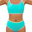 XUNYU Teen Girls Swimsuit 2 Piece Bathing Suit Tummy Control Girls' Swimwear High Waisted Bikini Sets Cute Floral Swim Suits