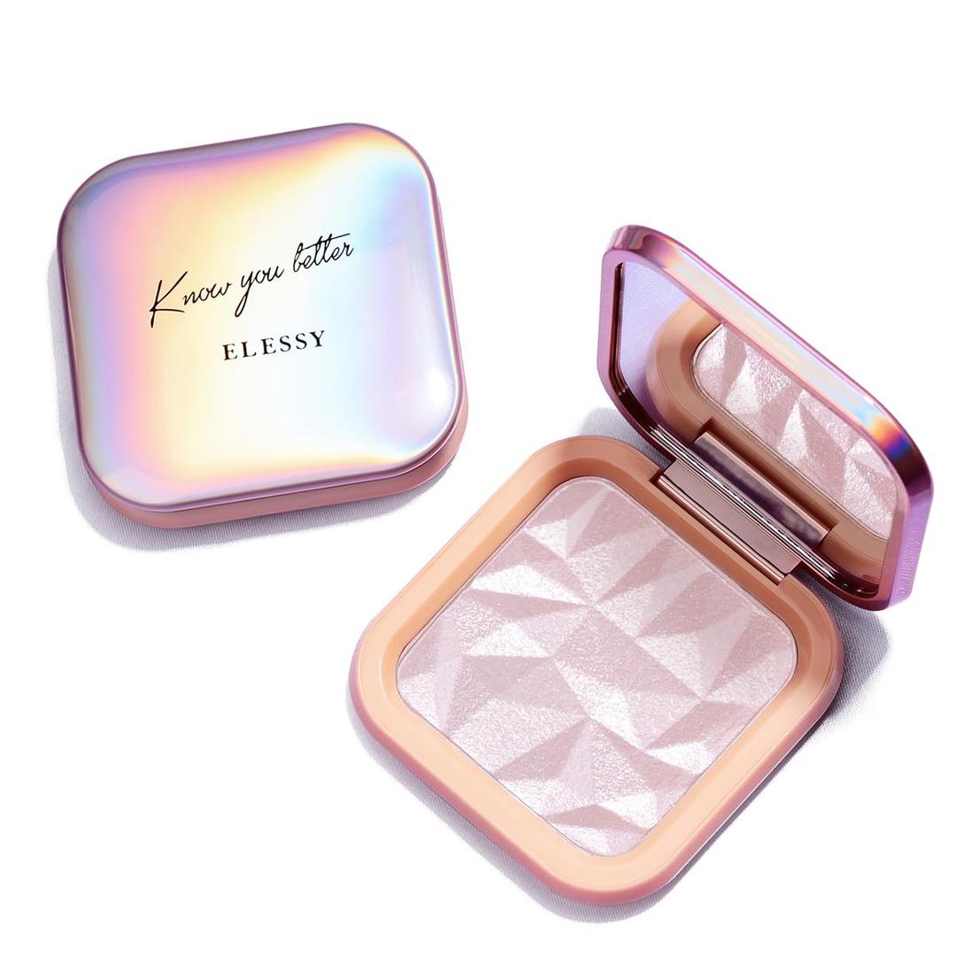 ELESSY Highlighter Makeup Palette Glitter Pink Highlighter Palette Shimmer Highlighter Powder Suit All Skin Tones-DAWN GLOW