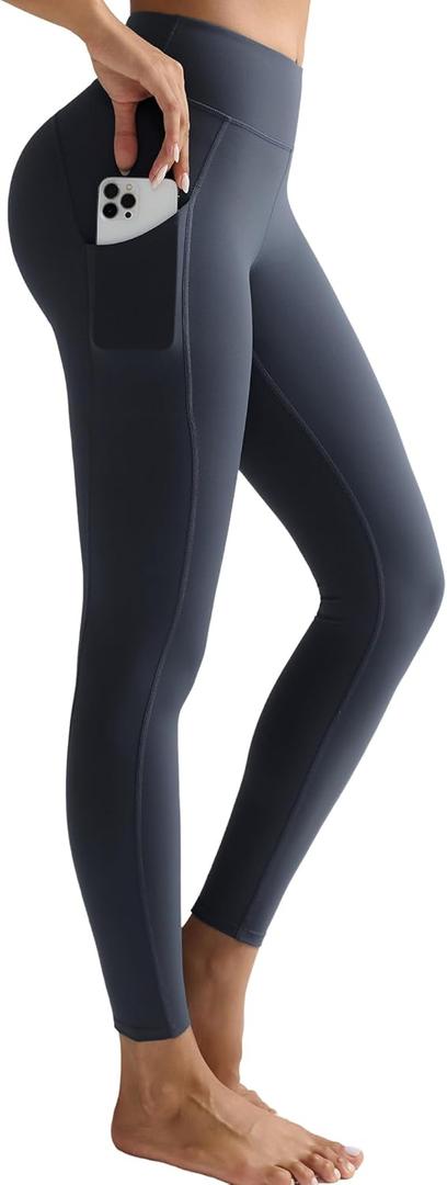 RUNNING GIRL Leggings with Pockets for Women,High Waist Athletic Yoga Pants with Tummy Control Buttery Soft (Black, XXL)