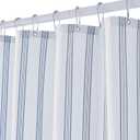 ORTIGIA Blue and White Striped Shower Curtain with 12 Metal Hooks, Crinkled Lightweight Textured Fabric Modern Farmhouse Minimalist Bathroom Curtain 72x72 Inch
