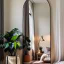58"x18" Arched Full Length Mirror - Black Freestanding Floor Mirror for Bedroom, Living Room, Dressing Room - Elegant Arch Design, Wall Mount or Standing, Lightweight & Shatterproof