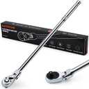 Matework 3/8" Drive Flex Head Ratchet Wrench, 17-Inch 90-Tooth Long Handle Ratchet with Quick Release and Reversible Switch, CR-V Steel, 180° Swivel Head Ratchet for Automotive, Home and DIY Repair