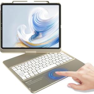 KBCASE Keyboard Case for iPad Air 13-inch M4/M3/M2 (2026/2025/2024)/for iPad Pro 12.9-inch 6th/5th/4th/3rd Gen, 360Rotatable Case with Touchpad & Pencil Holder for iPad Air 13/Pro 12.9 (Slate Grey)