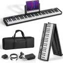 AiJoy 88-Key Portable Piano Keyboard with Semi-Weighted Keys Folding Piano, Built-in Speakers/MIDI, Long Battery Life Electric Keyboard Piano for Beginners