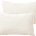 BEDELITE Flannel Pillowcases Standard Set of 2, Super Soft Fleece Pillow Case Cover with Zipper for Bedroom, Sofa, Couch,Luxury Cozy Fuzzy Velvet Pillow Shams for All Seasons(20x26 Inches, Off White)