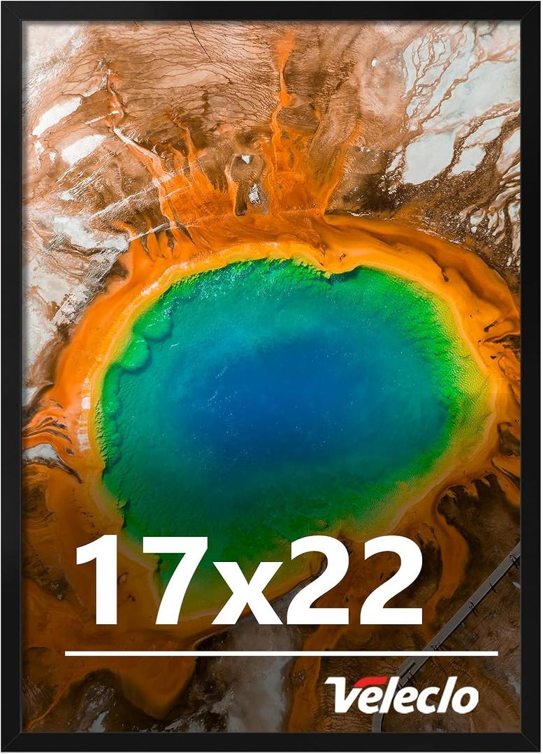 17x22 Picture Frame for Wall Display, 17x22 Black Picture Frame with Shatter Resistant Plexiglass, Stable and Sturdy 17 x 22 Poster Frame for Wall Display, Handpicked Gift Collection, 1 Pack