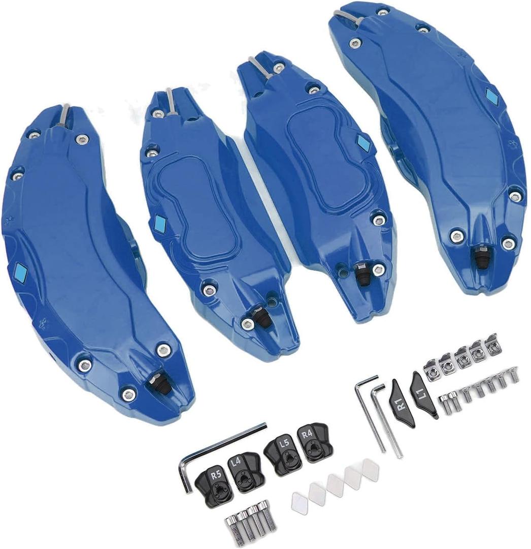 Brake Caliper Cover, Easy to Install, Robust Yet Lightweight Caliper Protector, Front Rear Aluminum Alloy Caliper Covers for 19 20In Wheels Hub, Set of 4 (Blue)