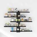 5-Tier Floating Wall Mounted Shelves (White & Black) - Decor & Display Storage for Anime Figurines, Dolls, Green Plants & Statues Ideal for Bedroom & Living Room & Study Room, or Kids Room