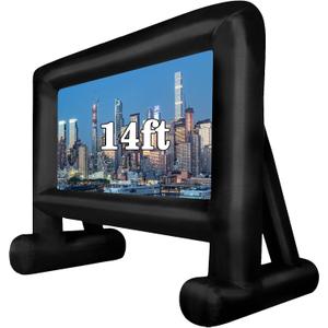 14 FT Inflatable Projector Movie Screen for Outside, Blow up Projector Screen Front/Rear Projection for Backyard Movie Night Outdoor Party