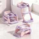 Potty Training Seat, Upgrade Toddler Toilet Seat for Kids Boys Girls, 3 in 1 Potty Training Toilet with Step Stool Ladder-Non Slip Foldable (Purple+Pink)