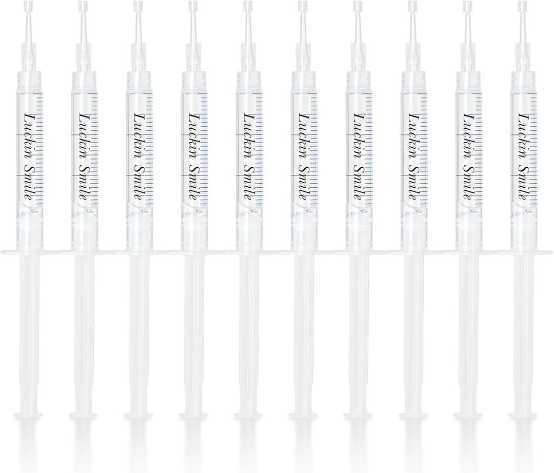 LUCKIN SMILE 10-Pack 44% Teeth Whitening Gel Refills, 44% Carbamide Peroxide Gel, Sensitive Teeth Whitening, 3ML Whitening Gel Syringes for Teeth Whitening Kits Trays, 60 Whitening Treatments