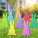 Yerliker 8 Pcs Easter Yard Signs with Stakes Outdoor Garden Bunny Lawn Signs Decorative Bunny Yard Stakes Rabbit Easter Decorations for Easter Hunt Game Home Spring Props Party Supply (Classic Style)