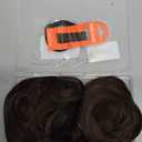 2PCS Messy Bun Hair Piece Tousled Updo with Tendrils Wavy Curly Hair Bun Scrunchies Ponytail Extension Elastic Band Hairpieces For Women (Medium Brown)