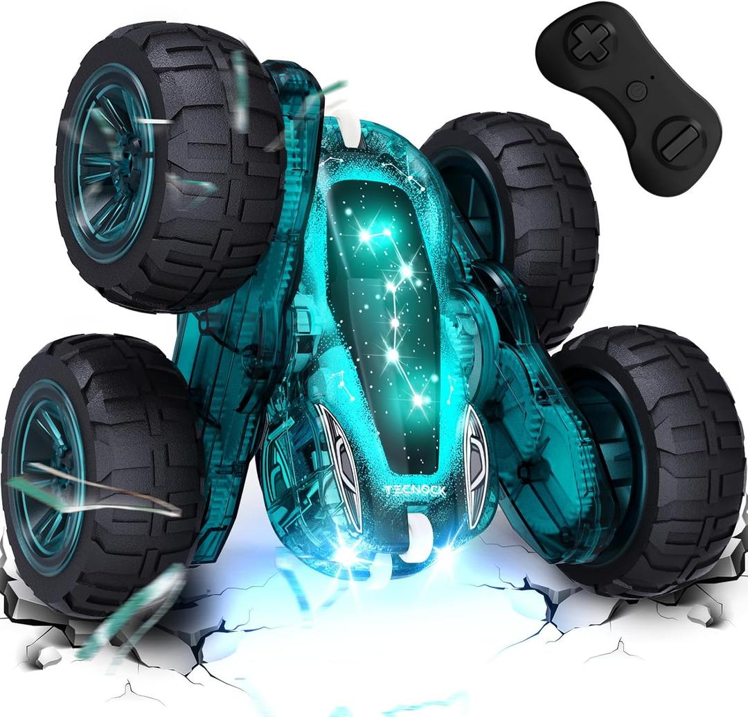 Tecnock Remote Control Car, 2.4GHz RC Cars with USB-C Easy Charging, 4WD Double Sided 360 Rotates and Flips RC Stunt Car, Toys Gift for Boys and Girls Ages 6-8, 8-12
