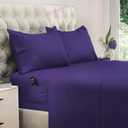 DREAMCARE Queen Sheet Set  4 pcs Cooling Sheets  up to 21 Extra Deep Pocket Queen Sheets  Hotel Luxury Sheets & Pillowcases  Superior Softness 100% Fine Microfiber with Side Pocket  Purple