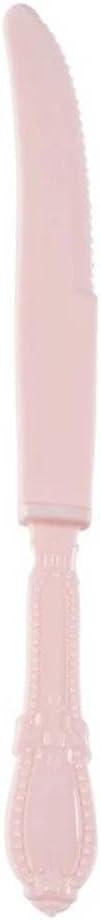 Baroque Pink Plastic Dinner Knives, Disposable, 9" by Kaya Collection, 20 Pack