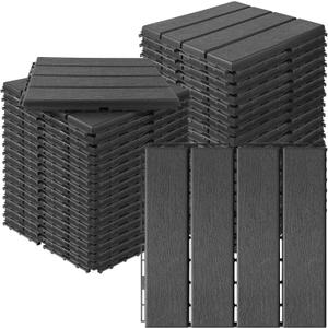 MYFAMIREA 36 Pcs Plastic Interlocking Deck Tiles 12" x 12" Patio Floor Decking Tiles Indoor Outdoor Waterproof Non-Slip Flooring Tiles All Weather Use for Balcony Backyard Porch Poolside, Dark Grey