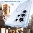 TORRAS Strong Magnetic & Seamless Stand for Samsung Galaxy S25 Ultra Case, Fit for MagSafe, Mil-Grade Drop Protection, Kickstand for Samsung Galaxy S25 Ultra Case, Translucent Back/Silverblue Edge