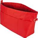 Time Wing Handbag Tote Purse Organizer Insert Bag Liner Shaper Divider Zipper 11 Pockets Compartments Large Red