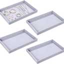 Quelay Stackable Jewelry Tray Jewelry Organizer Tray Showcase Display Empty Plate Bracelet Ring Earring Organizer (Grey)