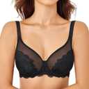 Avidlove Bras for Women Lace Minimizer Bra Full Coverage Mesh Underwire Bra with Centering Cups Sexy Unlined Brasieres (Black)