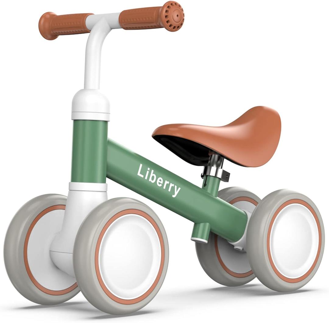Liberry Baby Balance Bike for 1 Year Old Boys, 4 Wheels Toddler Balance Bike with Adjustable Seat, 12-24 Months Infant's First Birthday Gift (Green)