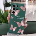 LEECG for Samsung Galaxy S24 Ultra Case, Creative Flower Pattern Design Phone Cover Drop Protection Soft Ultra Thin Scratch Resistant Microfiber Lining Inner for Galaxy S24 Ultra-Butterfly Green
