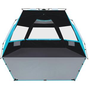 SEBOR Beach Tent, Deluxe XL Pop-up Beach Tent for 4-6 Person, UPF 50+ with Dark Shelter Technology, Easy Set Up and Portable Beach Tent Sun Shelter (Sky Blue)