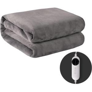 Heated Blanket Twin Size, Cozy Plush Warm Electric Blanket with 10 Heating Levels & 8 Hours Auto Off, Fast Heating, Machine Washable, ETL and FCC Certified, 62"x84" Grey (Gray)