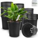 GroTheory 100 Pack 1 Gallon Nursery Pots, 6.7 Inch Plastic Pots for Plants, Plastic Flower Pots, Plant Pot, Seedling Pots for Potting, Seed, Succulent, Planting Pots with Plant Labels
