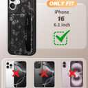 Uppuppy for iPhone 16 Wallet Case - Fits 4 Card Slots, Compatible with MagSafe for Women Aesthetic Durable PU Leather Credit Card Holder Kickstand Phone Cover for Apple 16, Black Butterfly