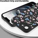 Case for iPhone 16 E,Cute Flower Pink Bow Heart for Women Girls,Soft Shockproof Aesthetic Protective TPU Bumper Floral Phone Case,Black
