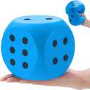 Zomiboo Large 5 Inch Foam Dice, Jumbo 6 Sided Giant Dice for Casino Party & Classroom, Anxiety Stress Relieve Ball Toy Gifts for Adults Kids Board Game to Get Your Lucky Numbers(Blue)