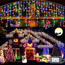 KNONEW 400 LED 43ft Multicolor Outdoor String Lights with 75 Drops, 8 Modes, Connectable, Timer & Memory Function, Water Resistant, Perfect for Christmas, Wedding, Party Decoration (43FT 400 LED)
