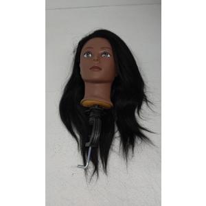 Mannequin Head 100% Real Hair Styling Training Head 24-27inch Manikin Cosmetology Hairdressing Doll Head With Free Clamp Female Balck Hair