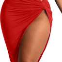 Mizoci Women's Swimsuit Coverup Beach Wrap Skirt Bathing Suit Bikini Cover Up for Swimwear (Large, Red)
