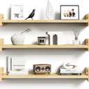 Vailando Floating Shelves for Wall, Set of 3 Solid Wood Wall Mounted Shelves, 23.6" Natural Wood Display Shelf for Bedroom, Living Room, Bathroom, and Kitchen Decor - Heavy-Duty & Natural Pine