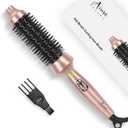 Aima Beauty Heated Round Brush, 1.3"/35mm Ionic Straightening Brush, Hair Curling Iron Brush Create Smooth & Shiny Loose Curls, Fast Heating Thermal Brush, Dual Voltage, 60Mins Auto Shut Off, Gold