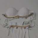 MakeMeChic Women's Bikini Set Textured Scallop Trim Shell Tie Back Bathing Suits (Small, White)