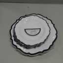 PLASTICPRO 64 Pack Elegant Disposable Plastic Plates Combo Set Includes 32 Dinner Plates and 32 Salad Plates Heavy Duty Fancy Party Plates White & Black Contemporary Design
