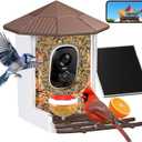 wansview Bird Feeder with Camera-Smart Bird Feeders for Outdoors Solar Powered, Birdhouse with Cam & Alert, 2K HD Live Video, AI Identify Species, Gifts for Mom & Bird Lovers, F1, Brown, 2.4G WiFi