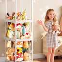 CHOEZON Stuffed Animal Storage, Stuffed Animal Organizer with Elastic Cords, Zoo Stuffed Animal Holder, Toy Storage Organizer, for Living Room, Nursery, Bedroom, Playroom, White TCW44WB