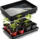 5 Pack Nursery Potting Tray, Carrying and Holding Plant Tray for Seeds Starting Pot, Collecting Drainage Water(Black)