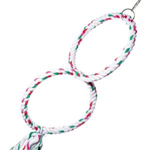 Double Hoop Bird Swing - Cotton Rope Hanging Perch Rings, Climbing Swing & Toy for Parrots, Budgies, Parakeets, Cockatiels, Conures - Large Bird Swing Toy & Cage Accessory