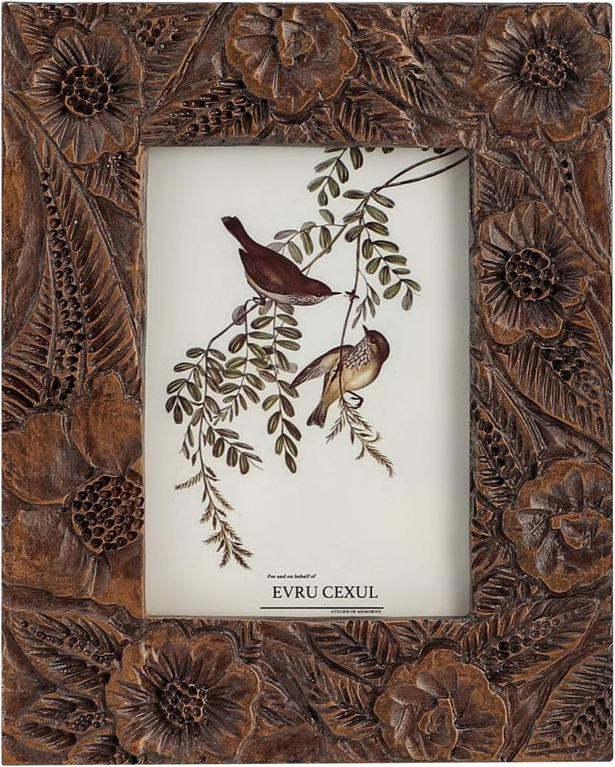 Small Vintage Picture Frames 2.5x3.5 - Antique Wallet Size Picture Frames 2.5 X 3.5, Brown 2.5 X 3.5 Frame Ornate For Tabletop Photo Display And Wall Hanging, Mini Photo Frame 2.5 X3.5