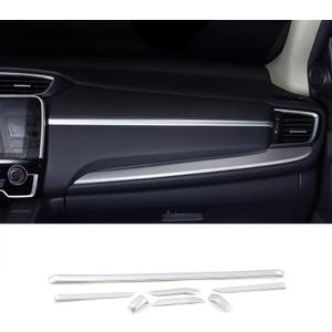 Car Accessories Fit for Honda CR-V CRV 2017 2018 2019 2020 2021 2022 Interior Instrument Panel Decorative Cover Trim Center Consoles Stickers ABS (Matte Silver) ABS 7 PCS