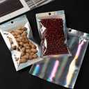 100 Pack Resealable Holographic Bags for Small Business, Iridescent Mylar Bags with Clear Front Smell Proof Foil Packing Pouches for Multipurpose Storage (4 X 6 inches)