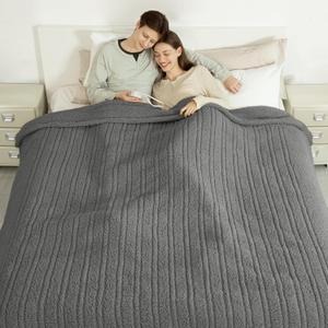 LUZARTA Heated Blanket King Size Single Control  100"X90" Soft Double Sided Sherpa Electric Blanket with 6 Heating Levels & 10 hrs Timer Settings, Washable & ETL Certified for Bed, Grey
